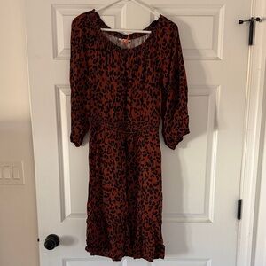 Knox Rose Red and Black Animal Print Long Sleeve Dress